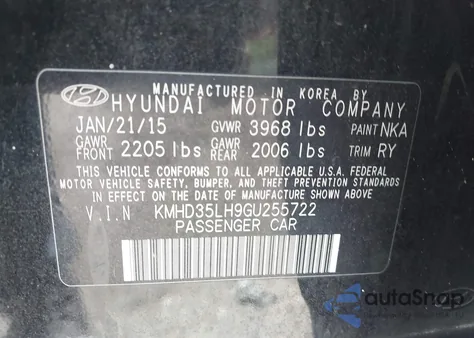2016 Hyundai Elantra Gt z USA, uszkodzony, nr VIN KMHD35LH9GU255722